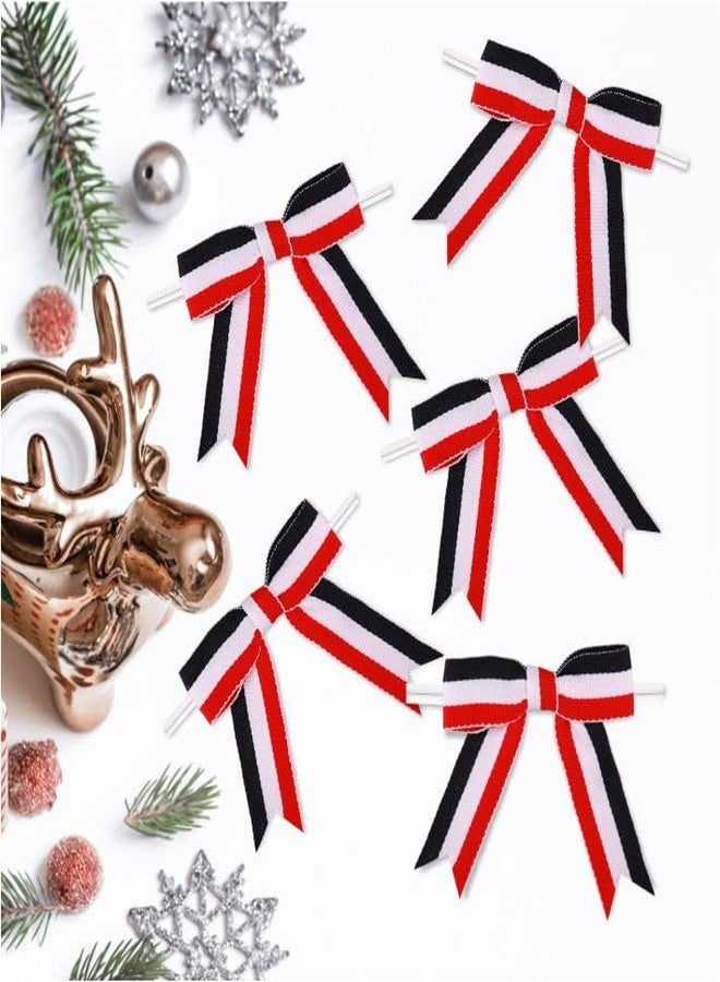 Meseey Patriotic Bows for 4th of July, 30 Pcs Red White Blue Bows with Twists Tie for Independence Day, Memorial Day Gift Wrapping, Cake Pops, Treat Bags (Red White Blue Stripe, 3 Inch x 30 Pcs) - Image 4